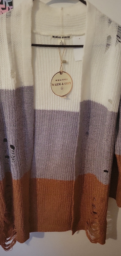 Distressed Cardigan Sweater Bohemian Nwt small lightweight
